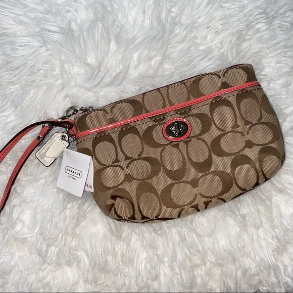 Coach Park Signature Medium Khaki Fabric Wristlet - Picture 9 of 10